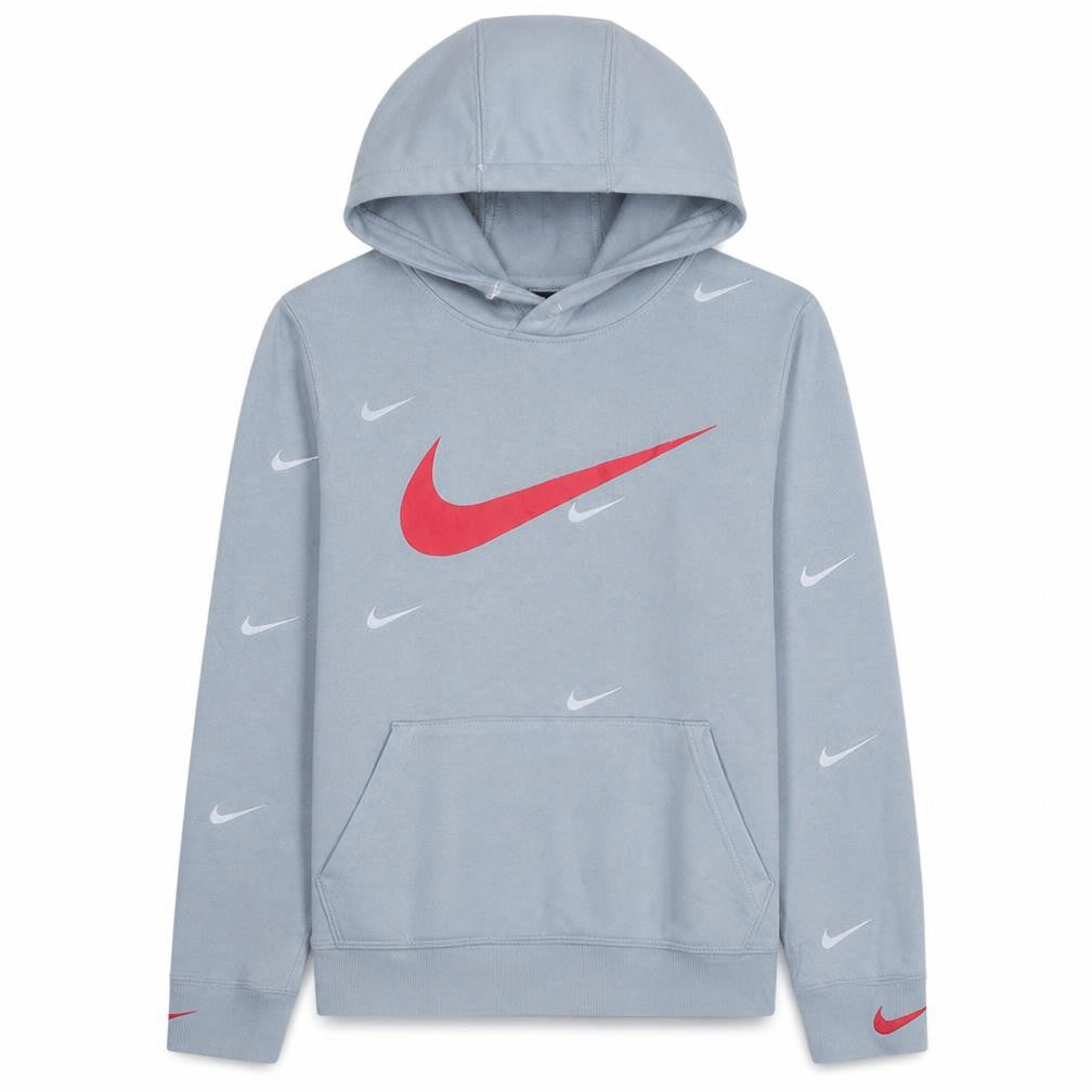 Front view of Nike girls’ grey hoodie xl (158-170cm) pullover logo sweatshirt