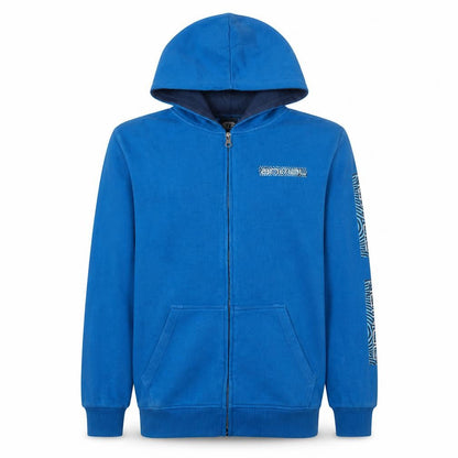 Front view of Animal boys’ blue 13-14 years full zip hoodie cotton blend casual