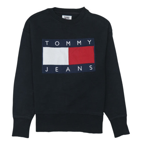 Womens UK Size XS Tommy Jeans Black Pullover Sweatshirt