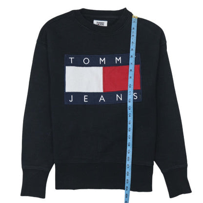Womens UK Size XS Tommy Jeans Black Pullover Sweatshirt