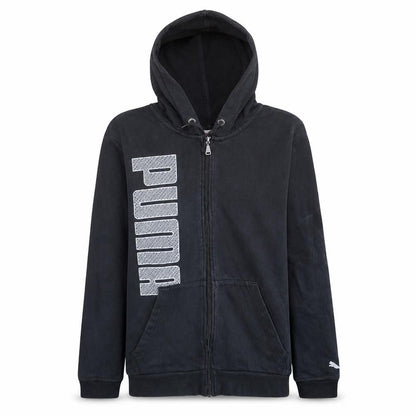 Front view of Puma Men's Black Full Zip Hoodie S Fleece Sportswear
