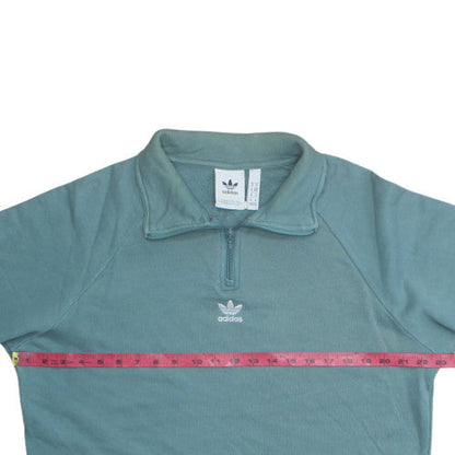 Womens UK Size M adidas Green Henley Sweatshirt
