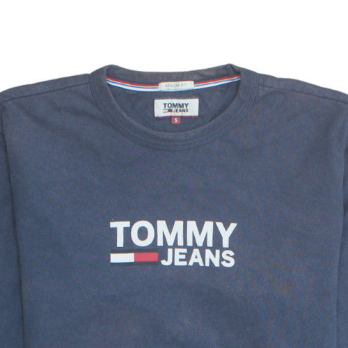 Mens UK Size S Tommy Jeans Blue Pullover Sweatshirt