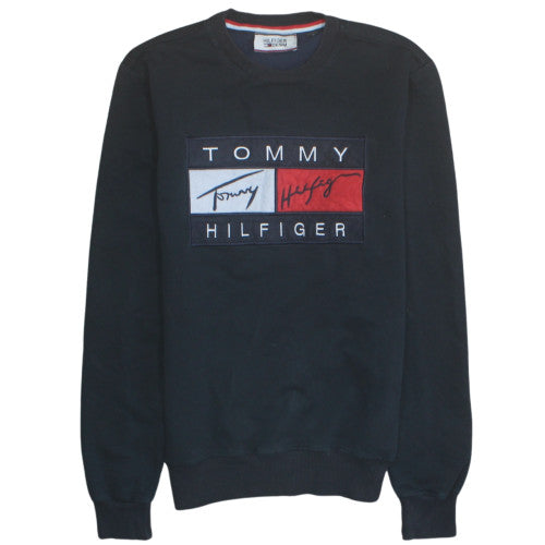 Mens UK Size M Tommy Hilfiger Black Pullover Sweatshirt