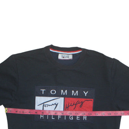 Mens UK Size M Tommy Hilfiger Black Pullover Sweatshirt