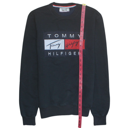 Mens UK Size M Tommy Hilfiger Black Pullover Sweatshirt