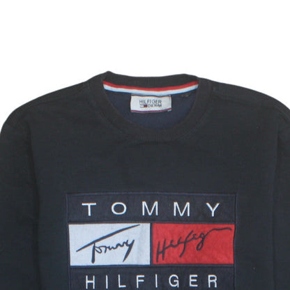 Mens UK Size M Tommy Hilfiger Black Pullover Sweatshirt