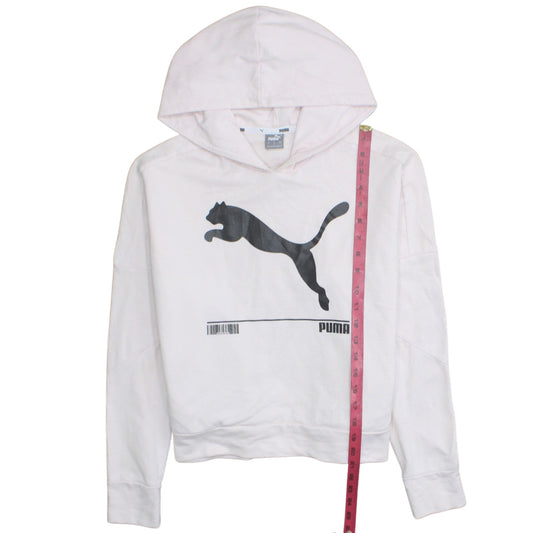 Womens UK Size M PUMA White Pullover Hoodie