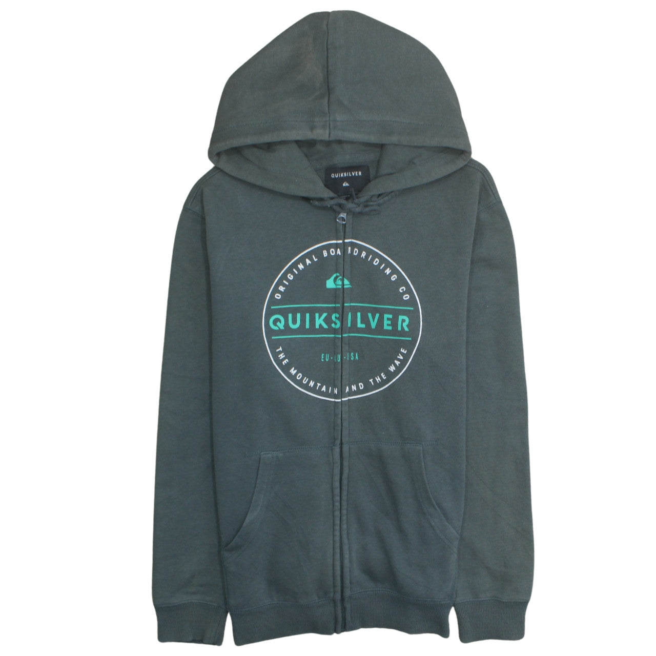 Mens UK Size S Quiksilver Green Full Zip Hoodie