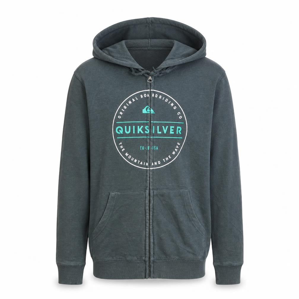 Mens UK Size S Quiksilver Green Full Zip Hoodie