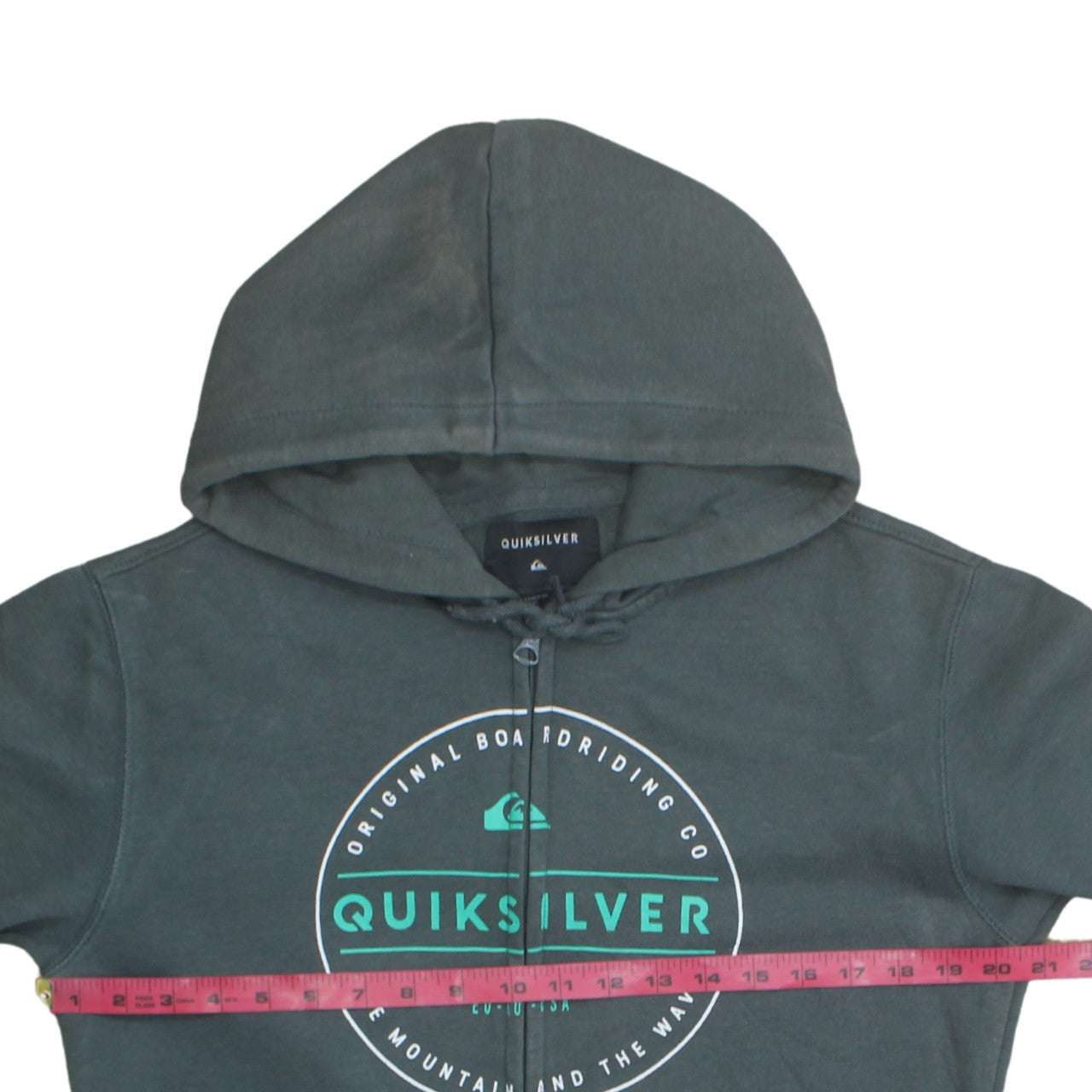 Mens UK Size S Quiksilver Green Full Zip Hoodie