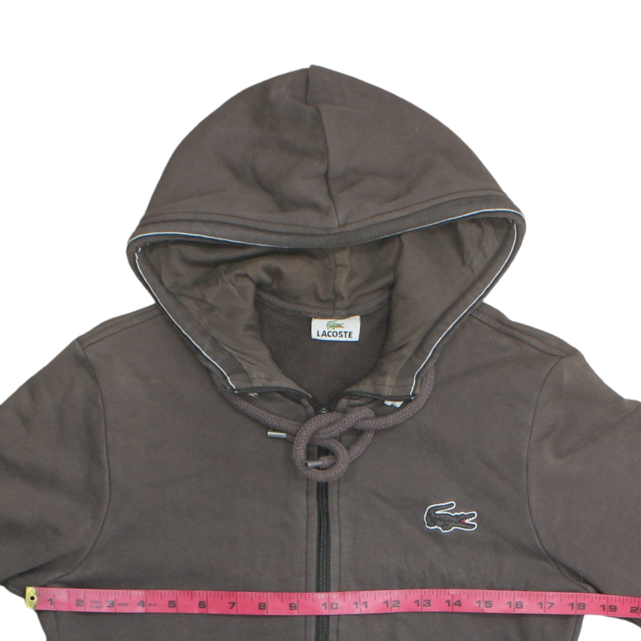 Mens UK Size M Lacoste Brown Full Zip Hoodie