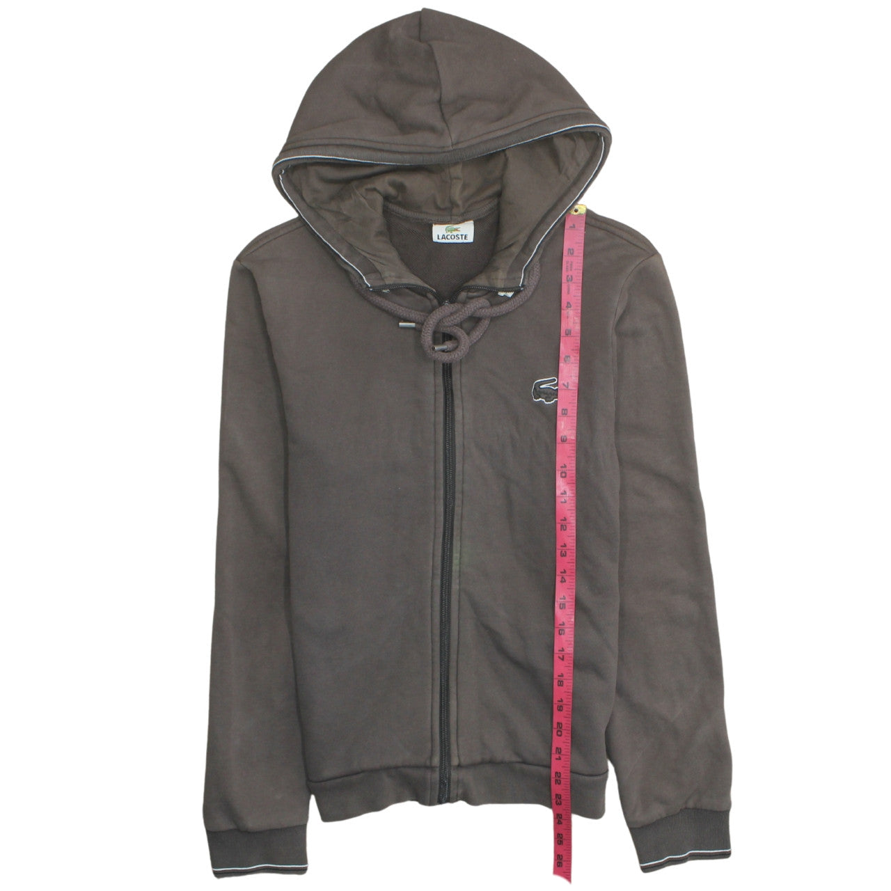Mens UK Size M Lacoste Brown Full Zip Hoodie