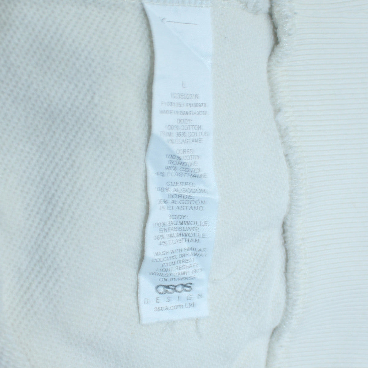 Mens UK Size L ASOS White Pullover Sweatshirt