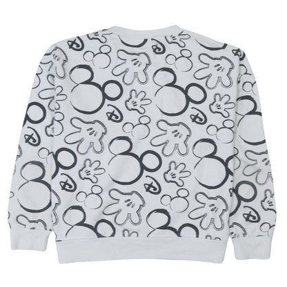 Disney Primark Women White Mickey Print Pullover Sweatshirt UK 12/14