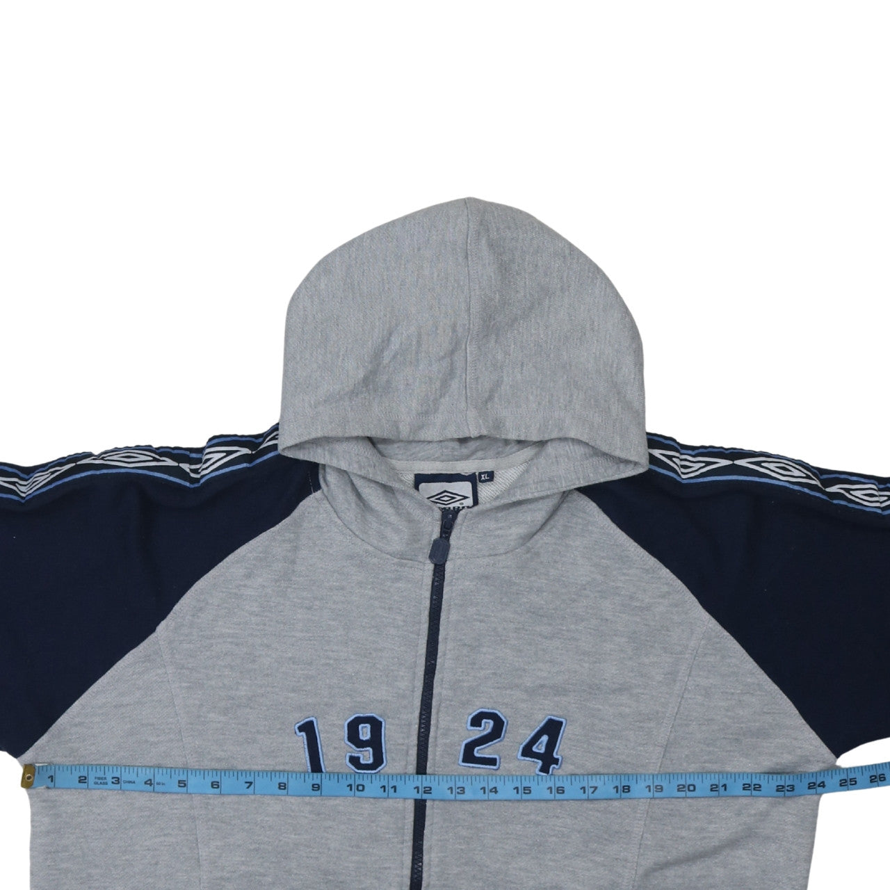 Mens UK Size XL Umbro Grey Full Zip Hoodie