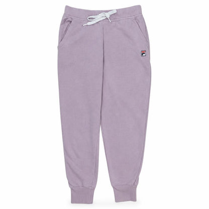 Front view of Fila women’s pink jogger trousers, size S, regular fit fleece activewear