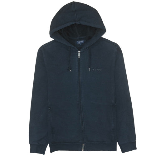 Mens UK Size L Armani Jeans Blue Full Zip Hoodie