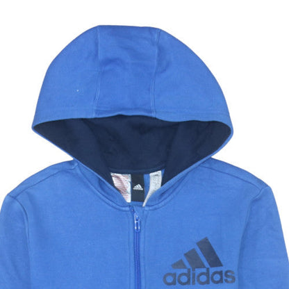 Adidas Boys Blue Full Zip Hoodie 13-14 Years Classic Fleece Sweatshirt