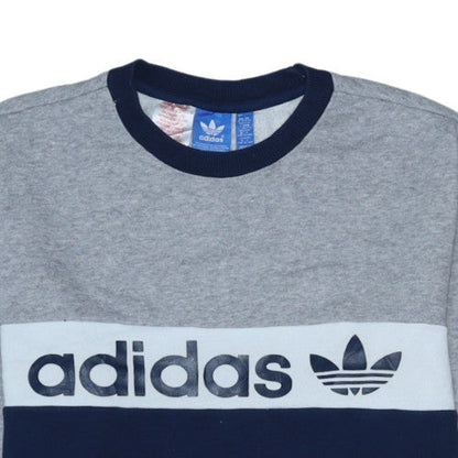 Adidas Men's Grey Blue Crew Neck Sweatshirt L Sports Pullover