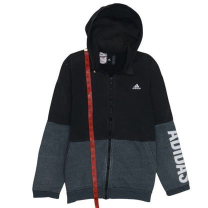 Adidas Boys Black and Grey Full Zip Hoodie - Size 13-14 Years
