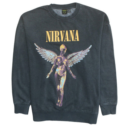 Womens UK Size 2XS Nirvana Black Pullover Sweatshirt