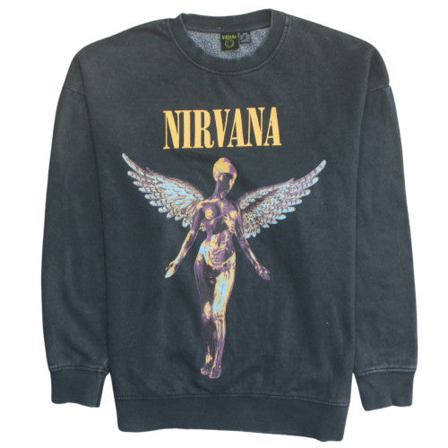 Womens UK Size 2XS Nirvana Black Pullover Sweatshirt