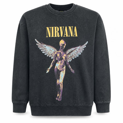 Womens UK Size 2XS Nirvana Black Pullover Sweatshirt