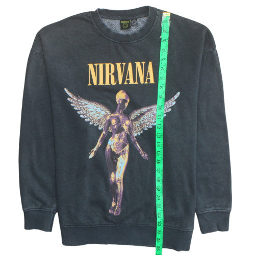 Womens UK Size 2XS Nirvana Black Pullover Sweatshirt