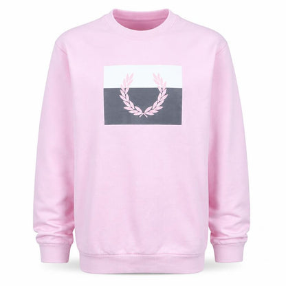 Fred Perry Boys Pink Logo Crew Neck Pullover Sweatshirt Size L