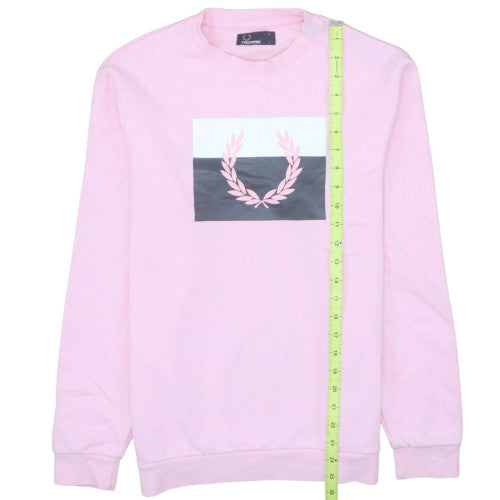 Fred Perry Boys Pink Logo Crew Neck Pullover Sweatshirt Size L