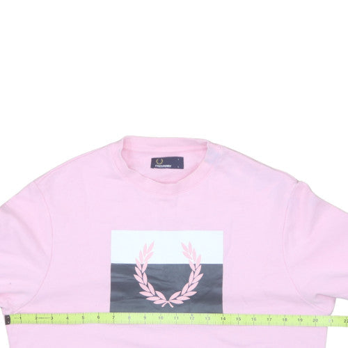 Fred Perry Boys Pink Logo Crew Neck Pullover Sweatshirt Size L