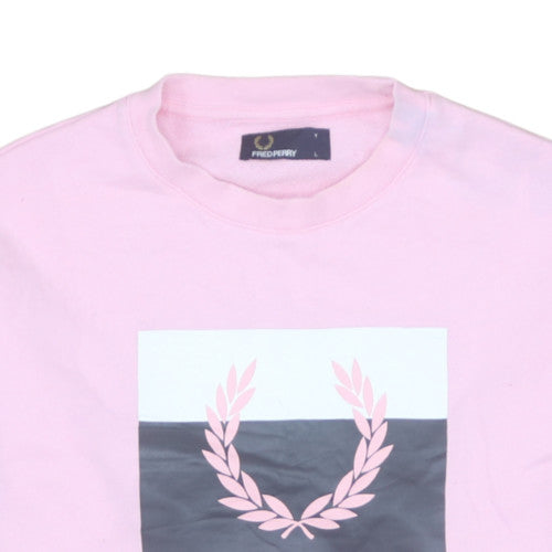 Fred Perry Boys Pink Logo Crew Neck Pullover Sweatshirt Size L