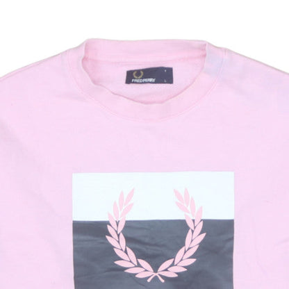Fred Perry Boys Pink Logo Crew Neck Pullover Sweatshirt Size L