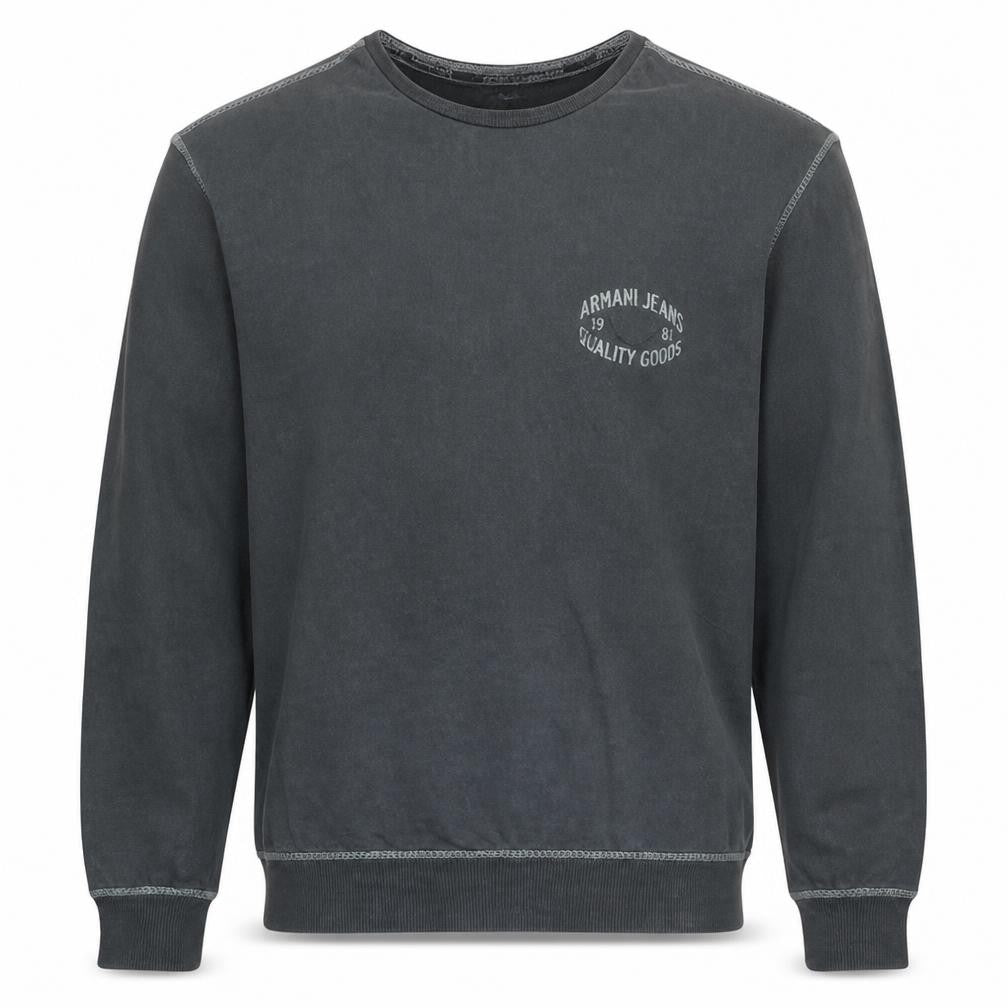 Armani Jeans Men's Grey XL Regular Fit Long Sleeve Cotton Top