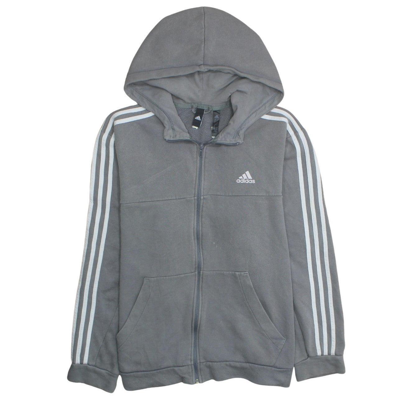 Mens UK Size L adidas Grey Full Zip Hoodie