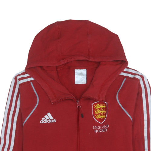 Mens UK Size M adidas Red Full Zip Hoodie