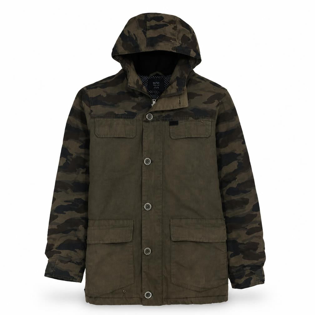 Globe Men's Green Camouflage Hooded Parka Jacket Size M