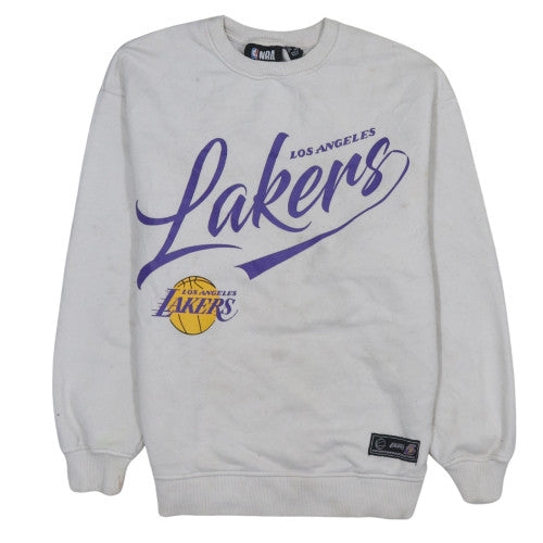Primark NBA Los Angeles Lakers White Sweatshirt Women 2XS Pullover Crew Neck