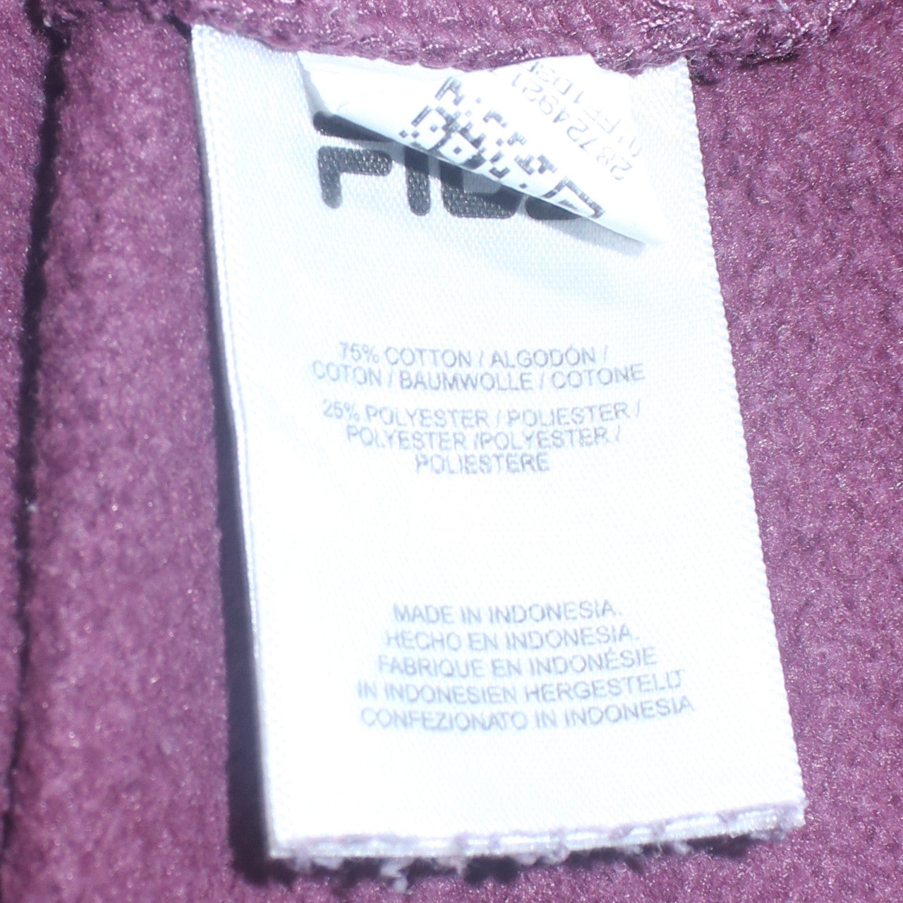 Mens UK Size XL FILA Purple Full Zip Hoodie