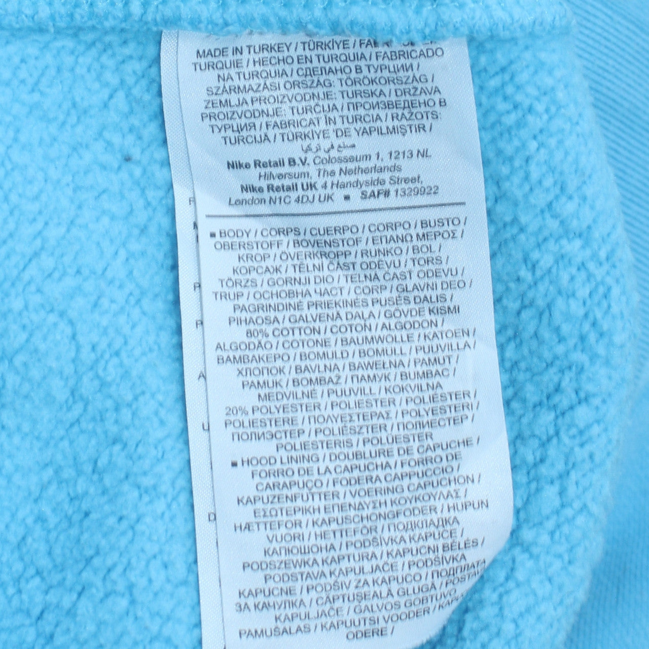 Mens UK Size M Nike Blue Pullover Hoodie