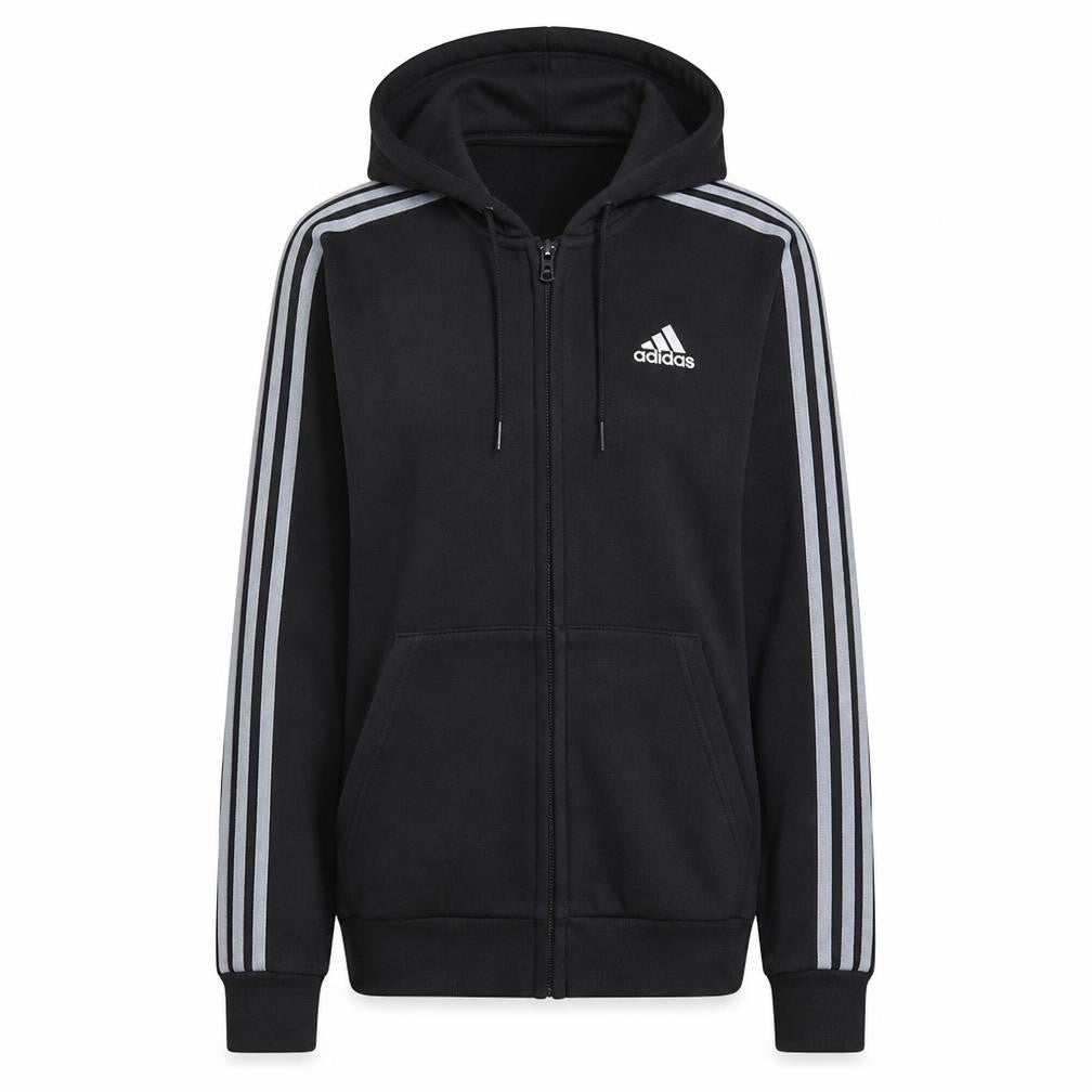 Front view of Adidas women’s black full zip hoodie xs classic sportswear