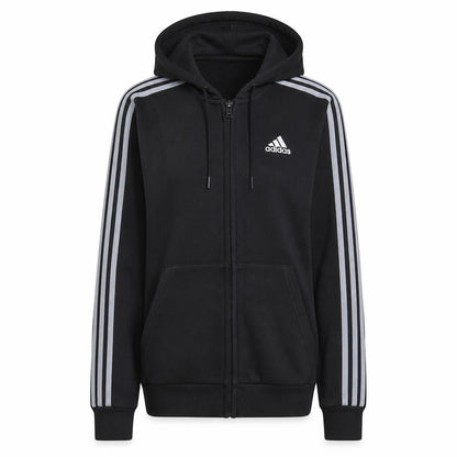 Front view of Adidas women’s black full zip hoodie xs classic sportswear
