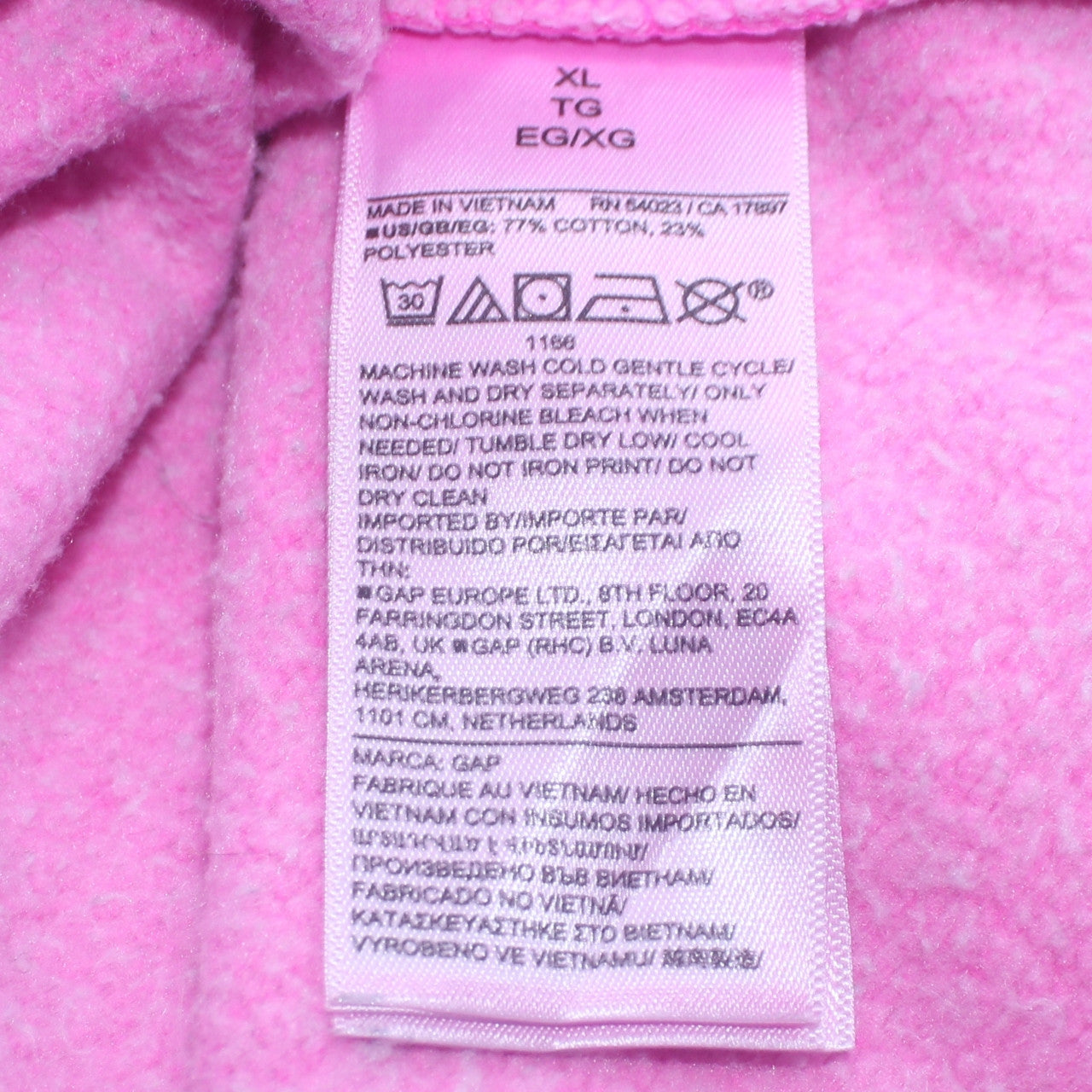 Womens UK Size XL Gap Pink Pullover Hoodie