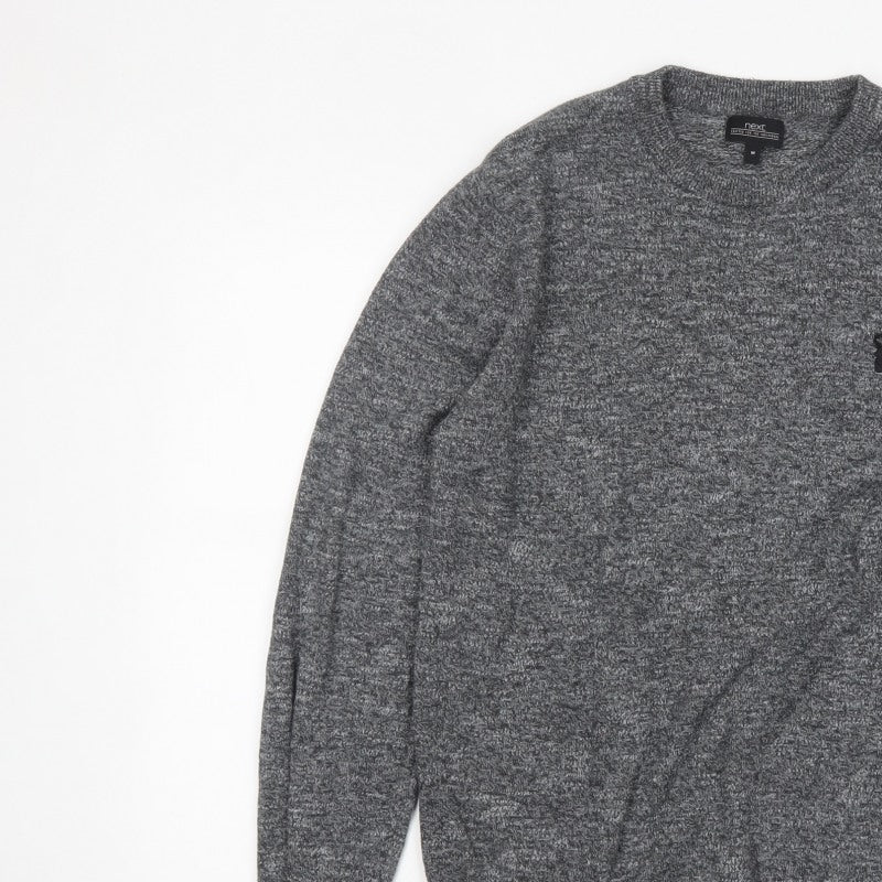 Next Men’s Grey Crew Neck Knit Jumper Size M Classic Pullover