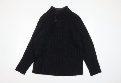 Marks and Spencer North Coast Men's Black Cable Henley Jumper L