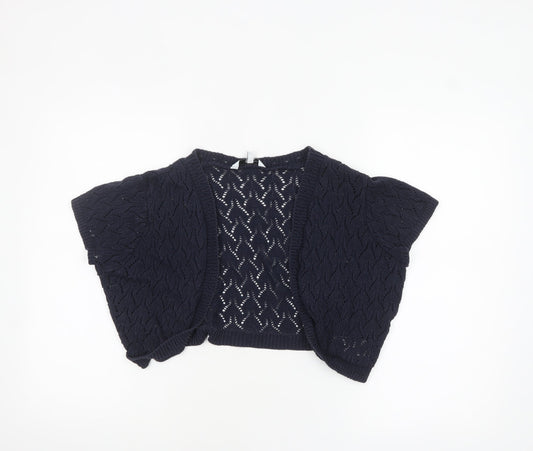 New Look Women's Navy Blue Open-Knit Shrug Size 14