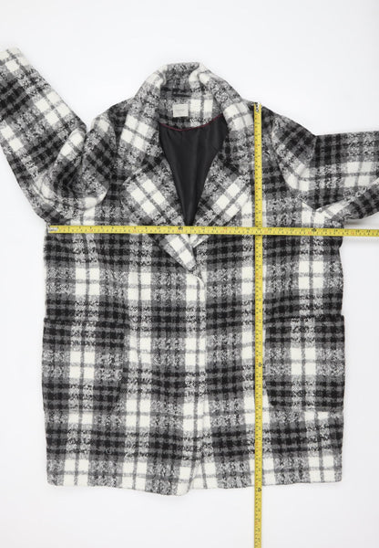 George Women's Black Check Wool Blend Overcoat Size 24