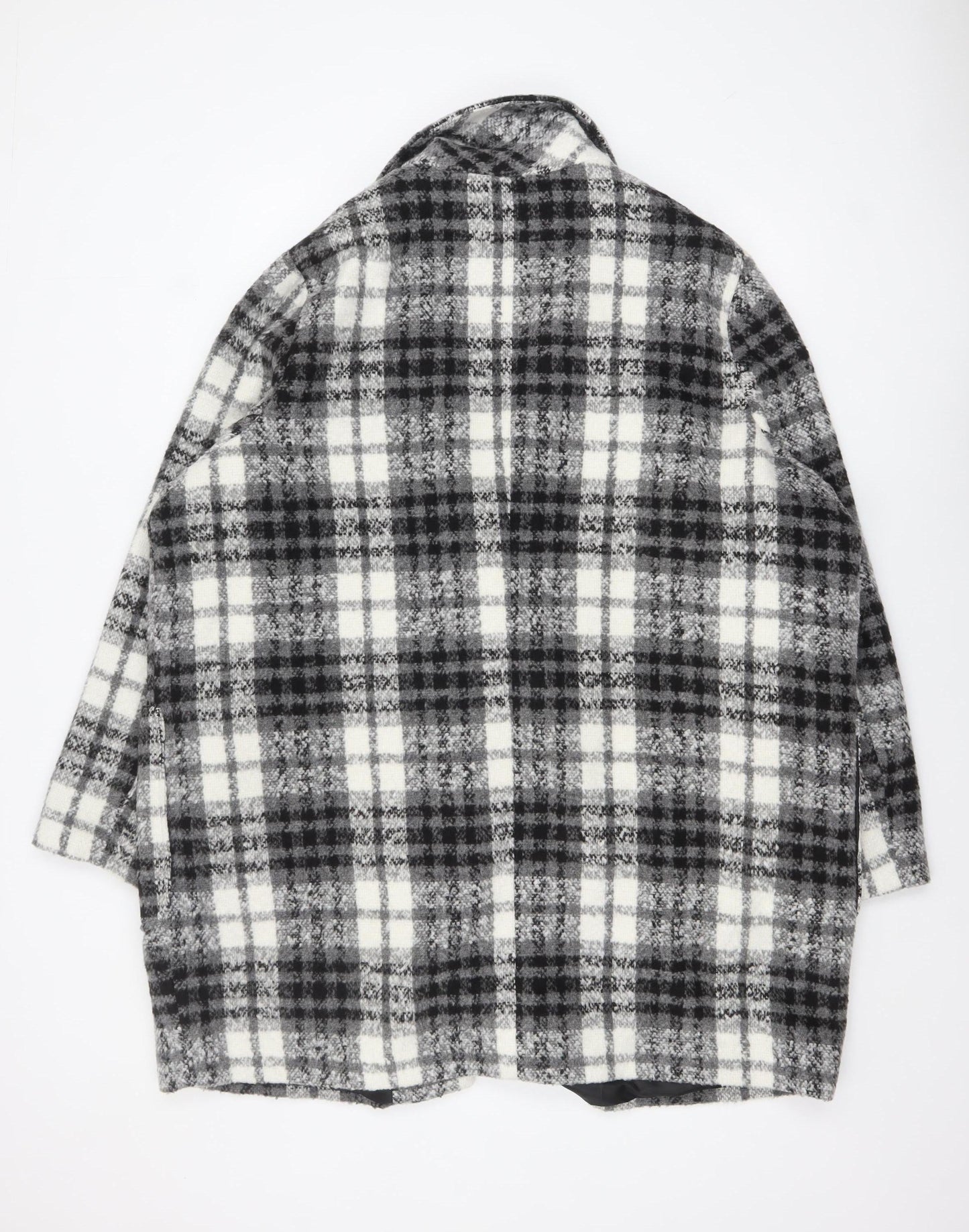 George Women's Black Check Wool Blend Overcoat Size 24