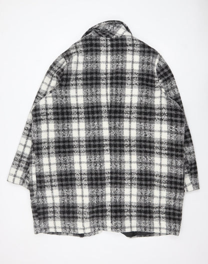 George Women's Black Check Wool Blend Overcoat Size 24